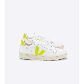 Women's Veja V-10 LEATHER Sneakers White/Mint | SG 647HAP